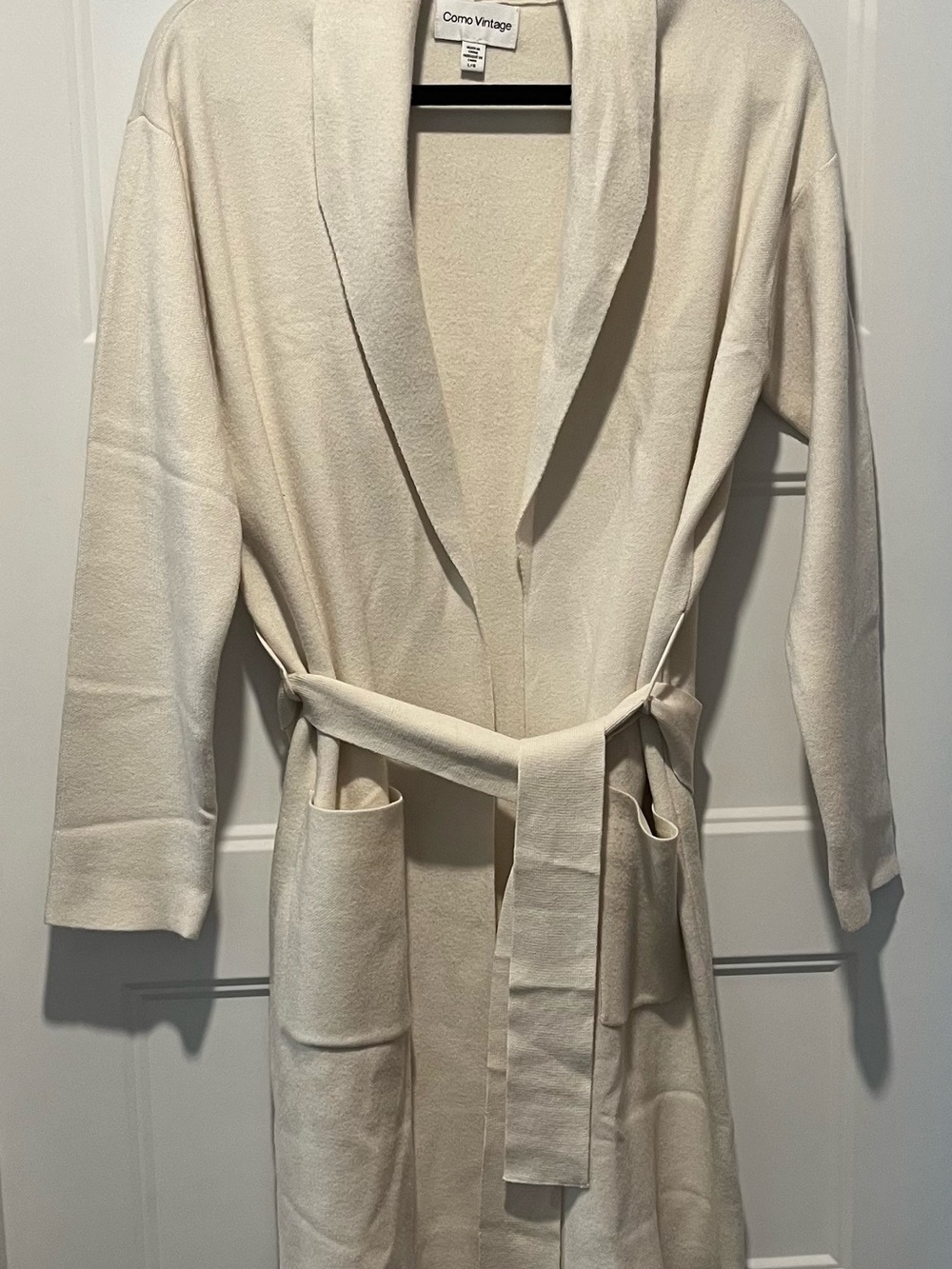 Como Vintage Cream Shawl-Collar Belted Cape Coat